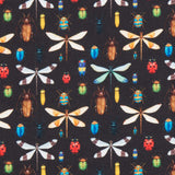 Popeline Coton Insecte Noir - Ribes y Casals