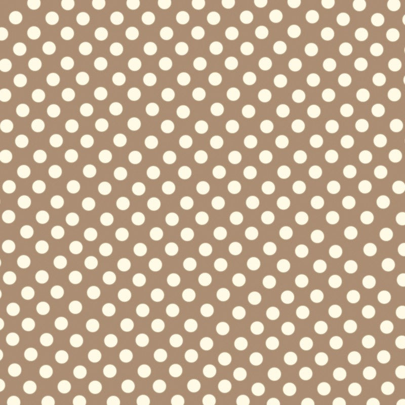 Popeline à Pois Flamenco Fond Beige 6mm - Ribes y Casals