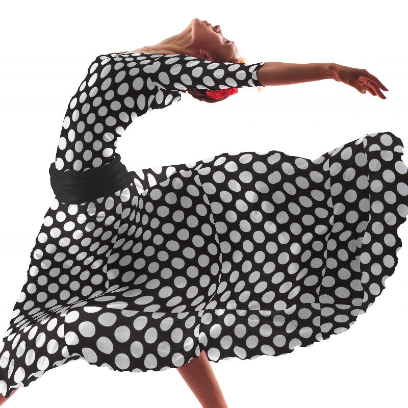 Popeline à Pois Flamenco Noir 60mm - Ribes y Casals