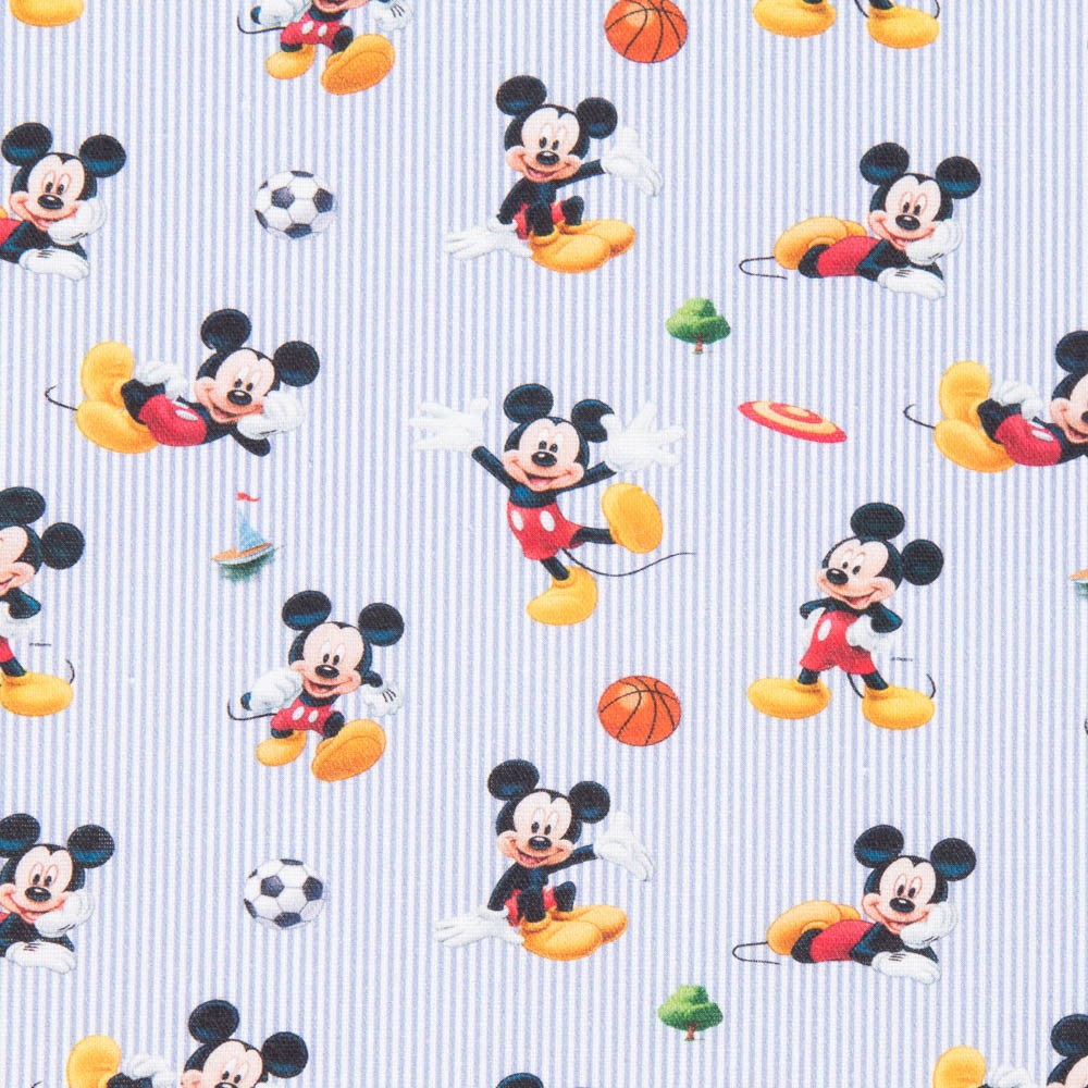 Popeline Mickey Mouse Rayures - Ribes y Casals