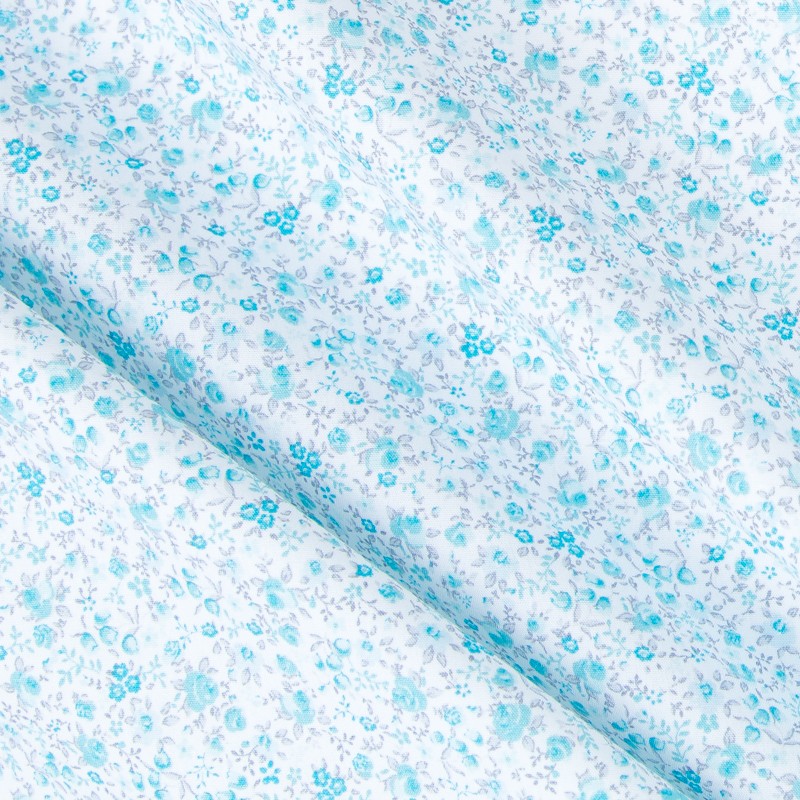 Popeline Mini Bouquet Turquoise - Ribes y Casals