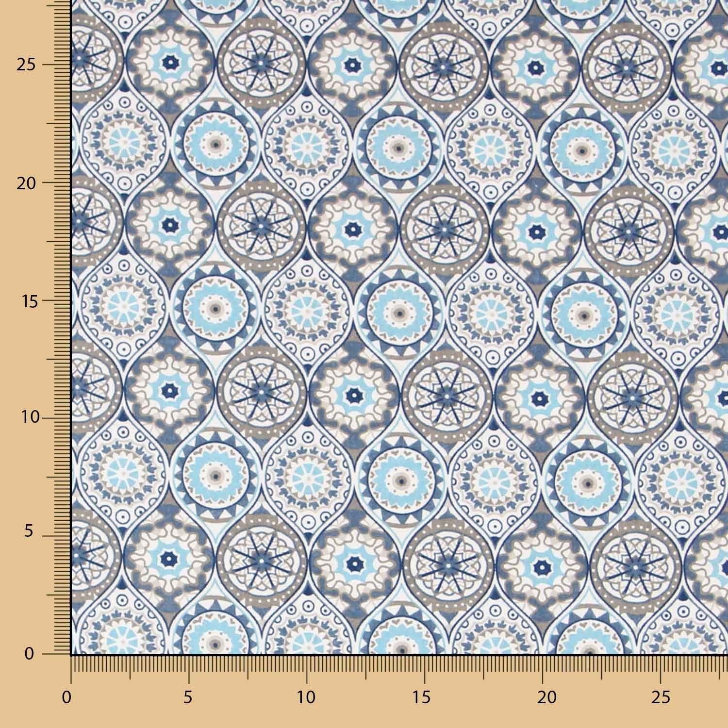 Popeline Mandala Bleu Mosaïque - Ribes y Casals