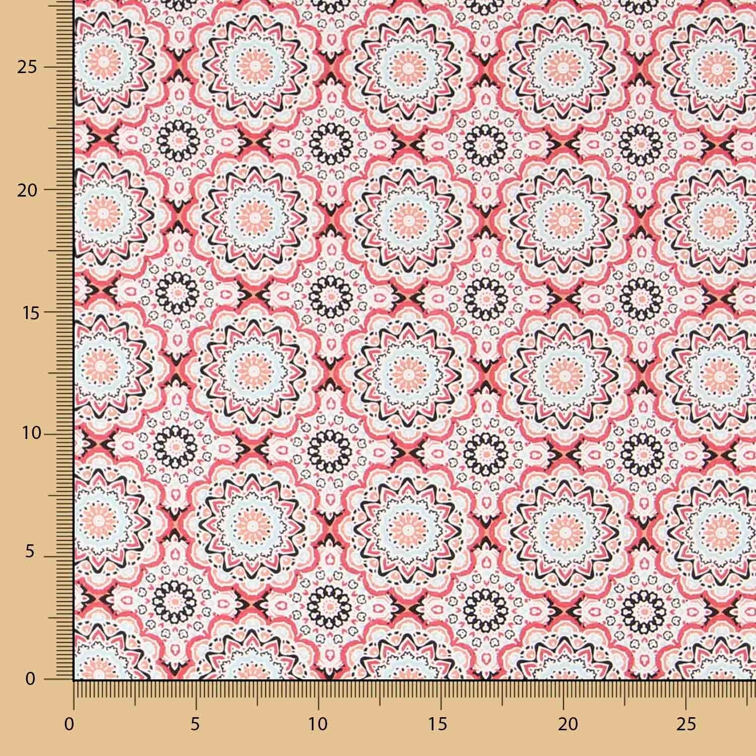 Popeline Mosaïque Mandala Rouge - Ribes y Casals