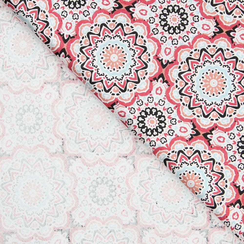 Popeline Mosaïque Mandala Rouge - Ribes y Casals