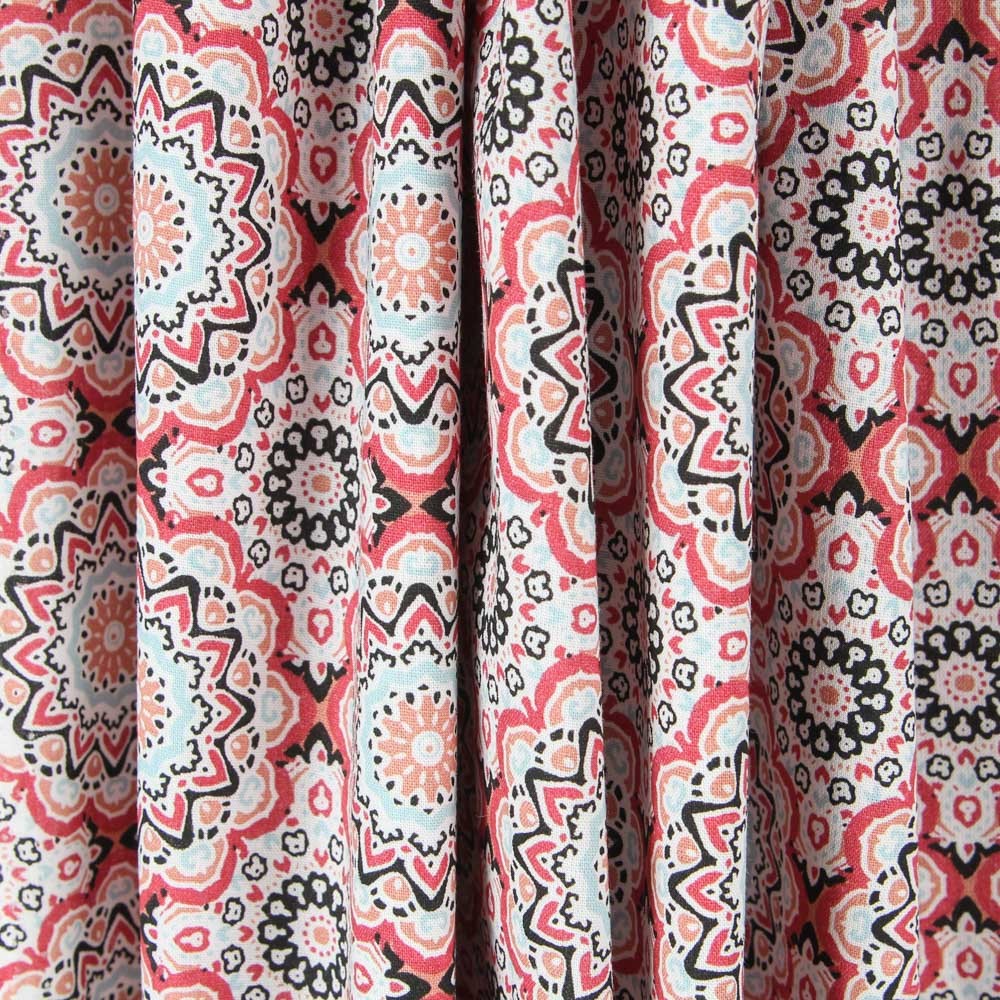 Popeline Mosaïque Mandala Rouge - Ribes y Casals