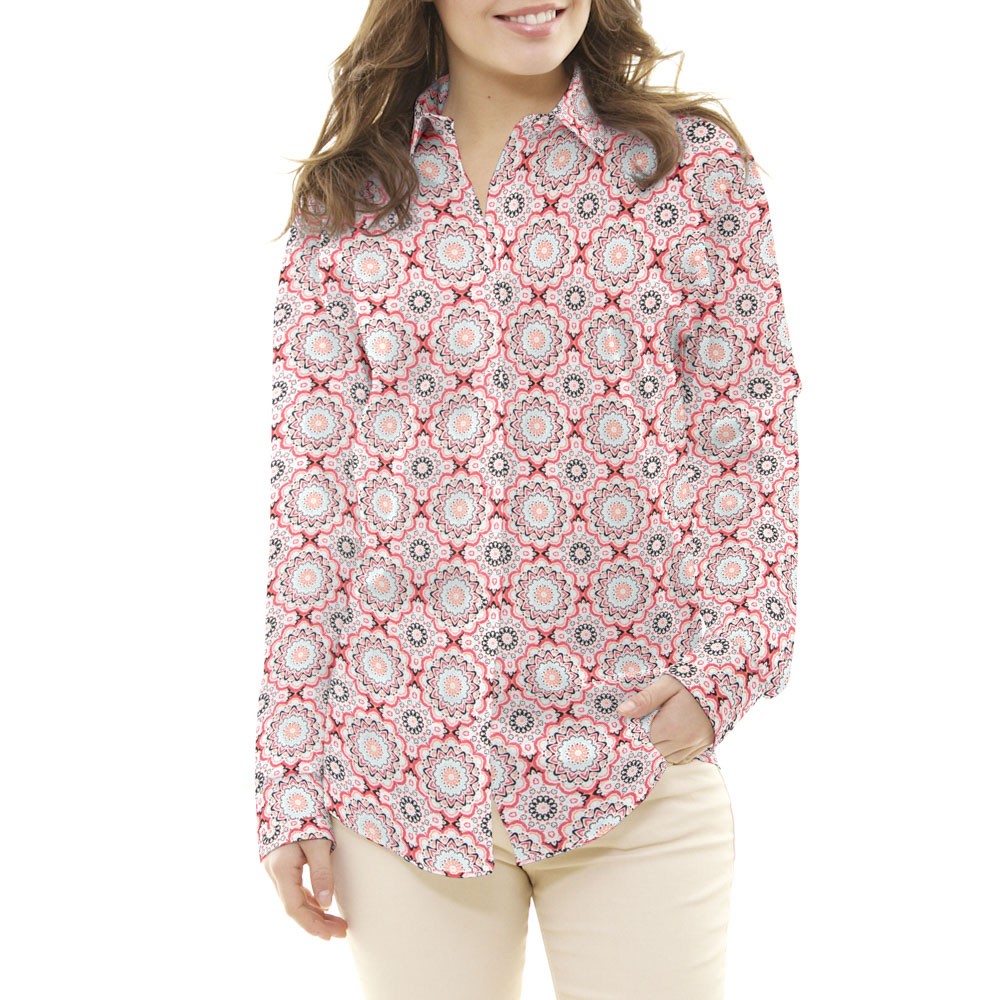 Popeline Mosaïque Mandala Rouge - Ribes y Casals