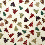 Tissu Noël Sapins Multicolor Fond Écru - Ribes y Casals