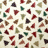 Tissu Noël Sapins Multicolor Fond Écru - Ribes y Casals