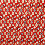 Tissu Noël Ornements Fond Rouge - Ribes y Casals