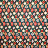 Tissu Noël Ornements Fond Vert Foncé - Ribes y Casals