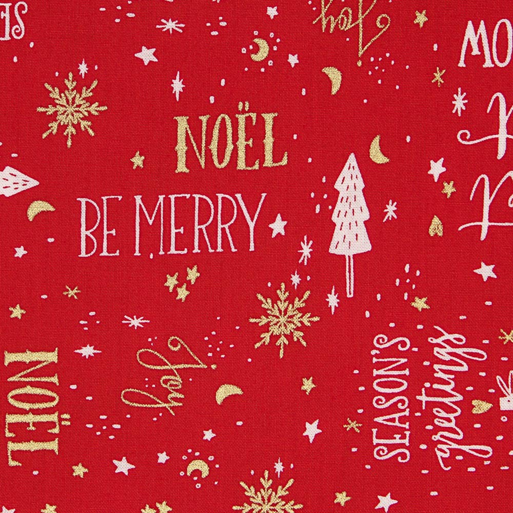 Popeline De Noël Lettres Rouge - Ribes y Casals