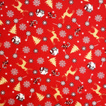 Tissu Noël Cerf Fond Rouge - Ribes y Casals