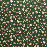 Tissu Noël Cerf Fond Vert - Ribes y Casals