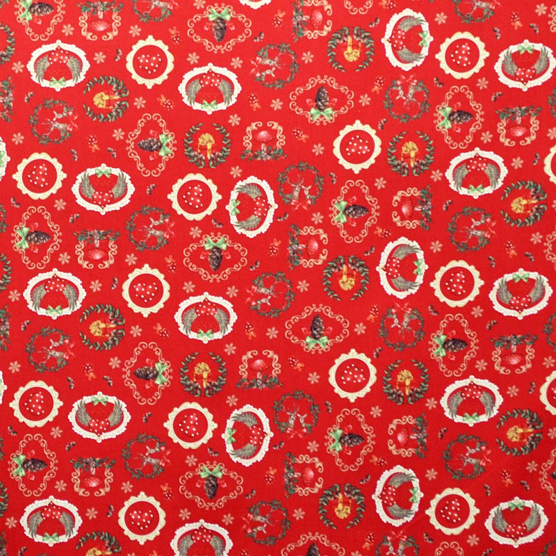 Tissu Noël Decoration Rouge - Ribes y Casals