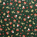 Tissu Noël Dessins Fond Vert Foncé - Ribes y Casals