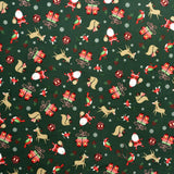Tissu Noël Dessins Fond Vert Foncé - Ribes y Casals