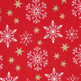 Popeline De Noël Etoiles De Neige Rouges - Ribes y Casals