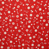 Tissu Noël Étoiles Lune Fond Rouge - Ribes y Casals