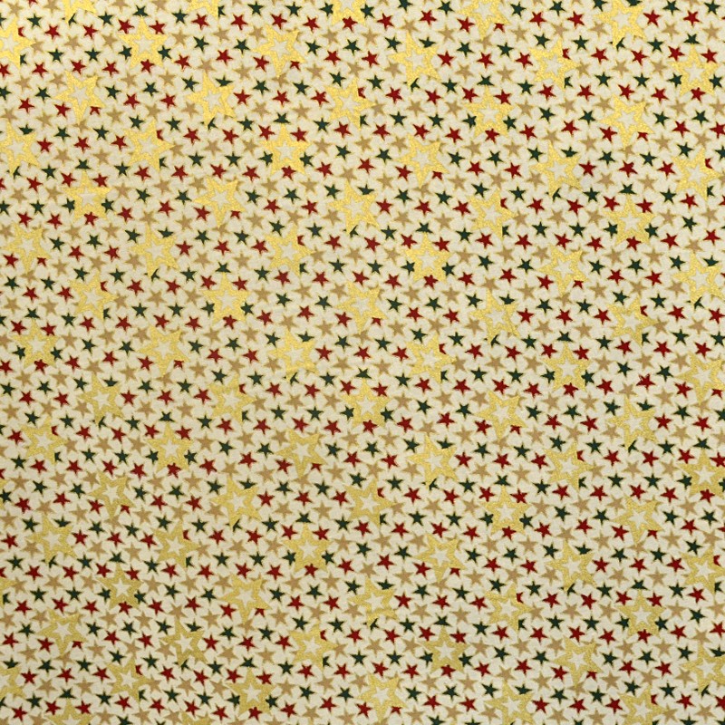 Tissu Noël Étoiles Multicolor Fond Écru - Ribes y Casals