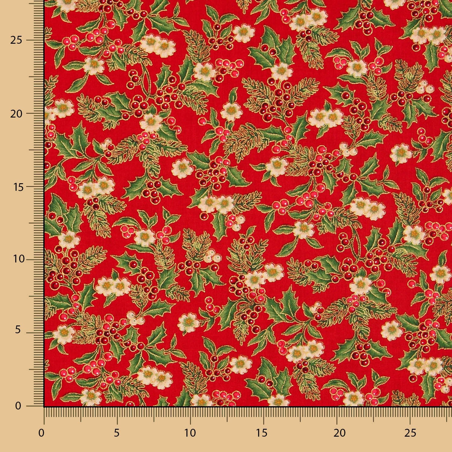 Popeline Noël Rouge Poinsettia - Ribes y Casals