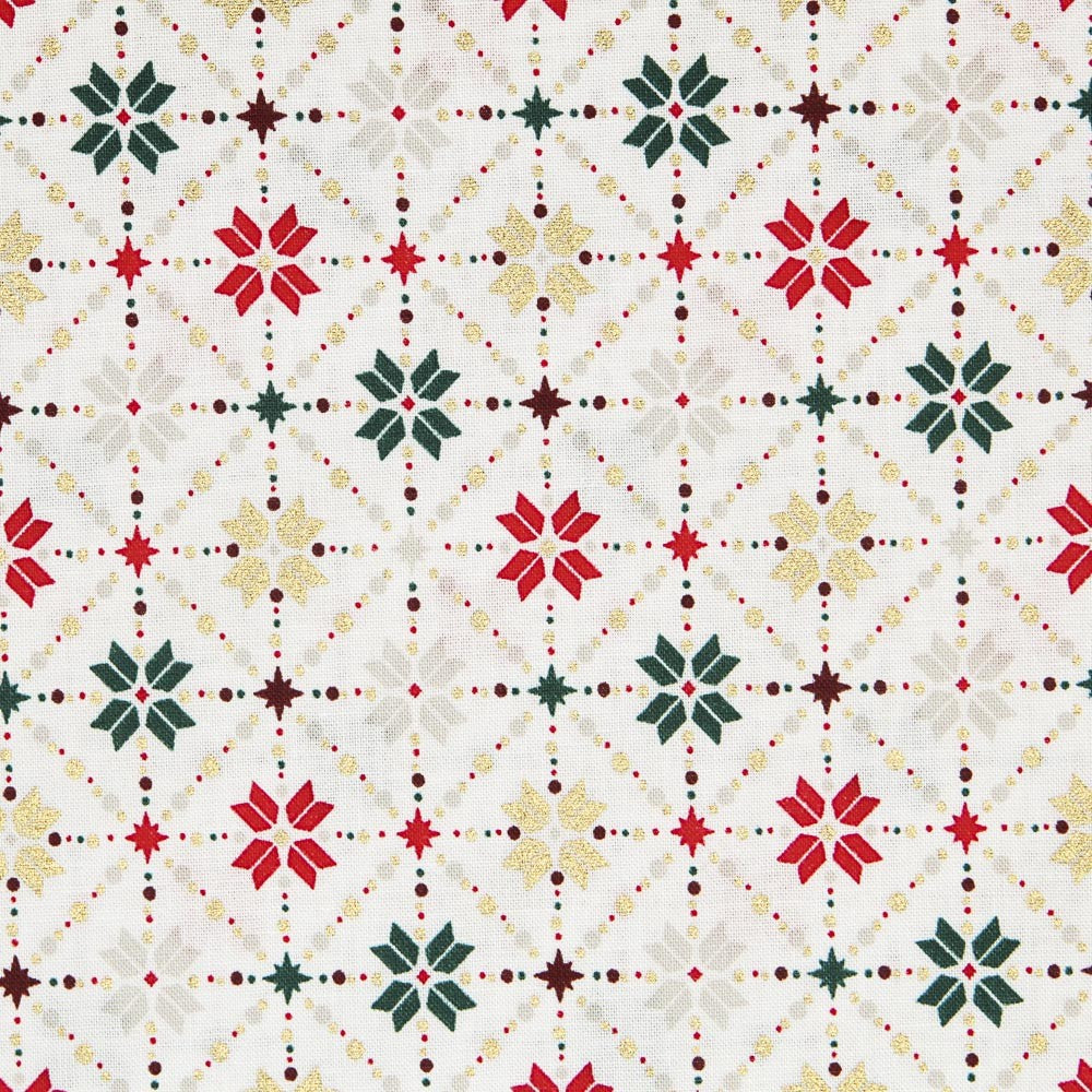 Popeline de Noël Mosaïque Écru - Ribes y Casals