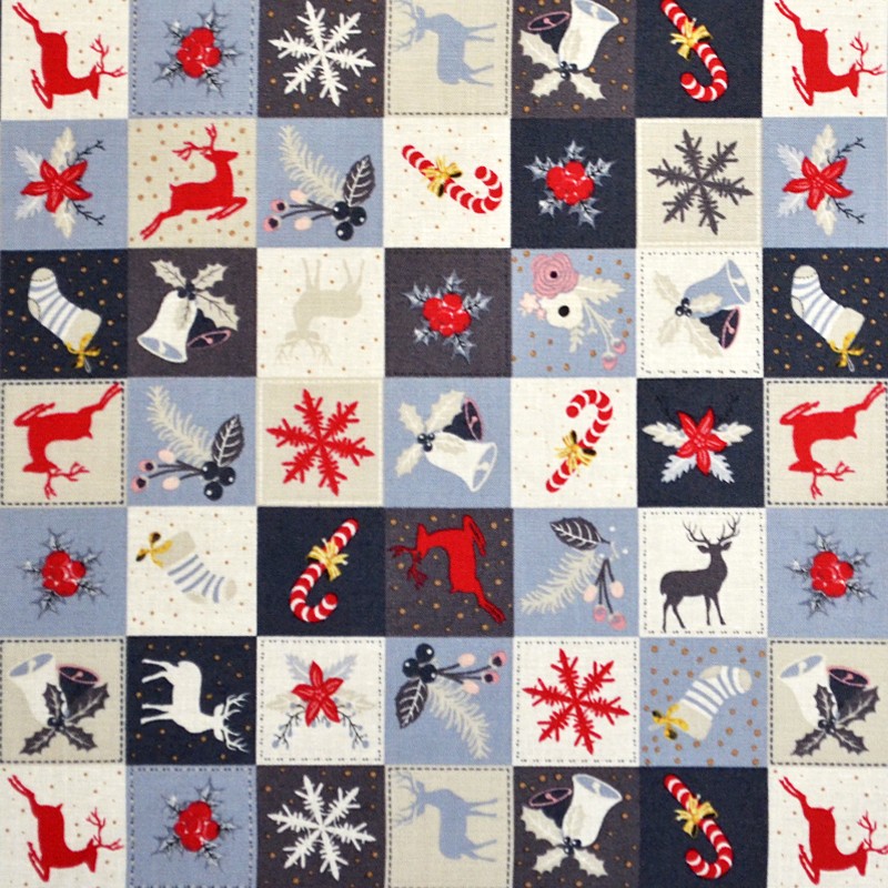 Tissu Noël Mosaïque Gris - Ribes y Casals