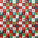 Tissu Noël Mosaïque Vert Rouge - Ribes y Casals