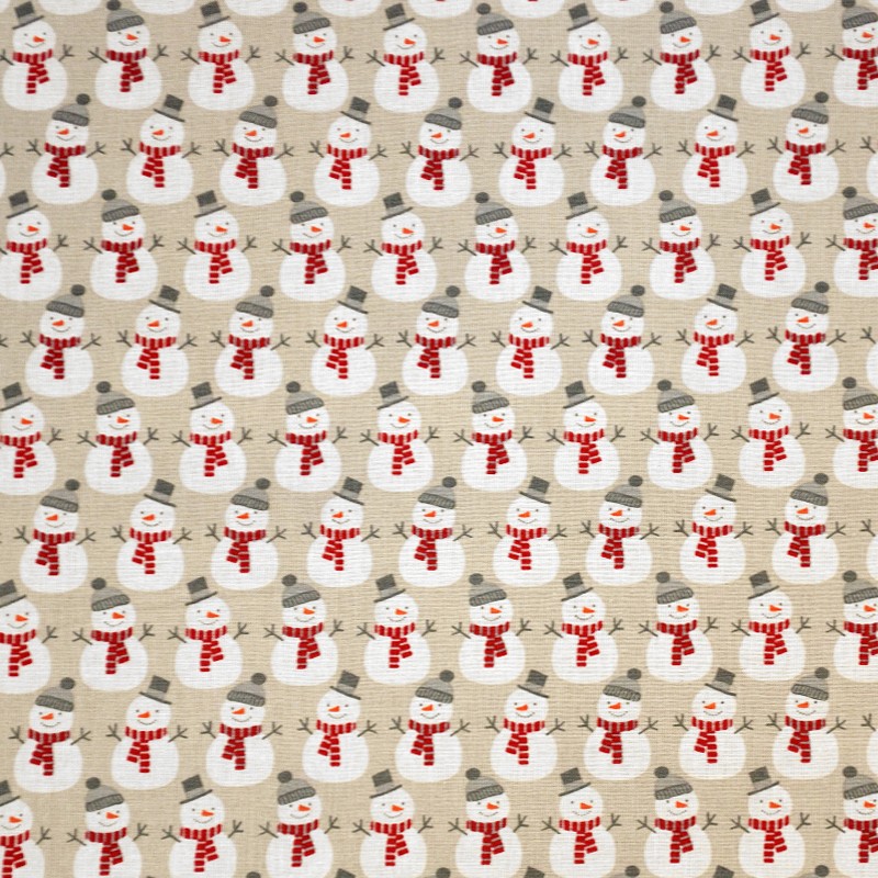 Tissu Noël Bonhomme de Neige Beige Clair - Ribes y Casals
