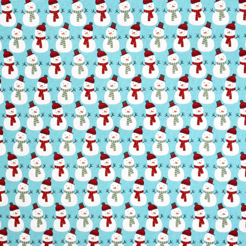 Tissu Noël Bonhomme de Neige Turquoise - Ribes y Casals