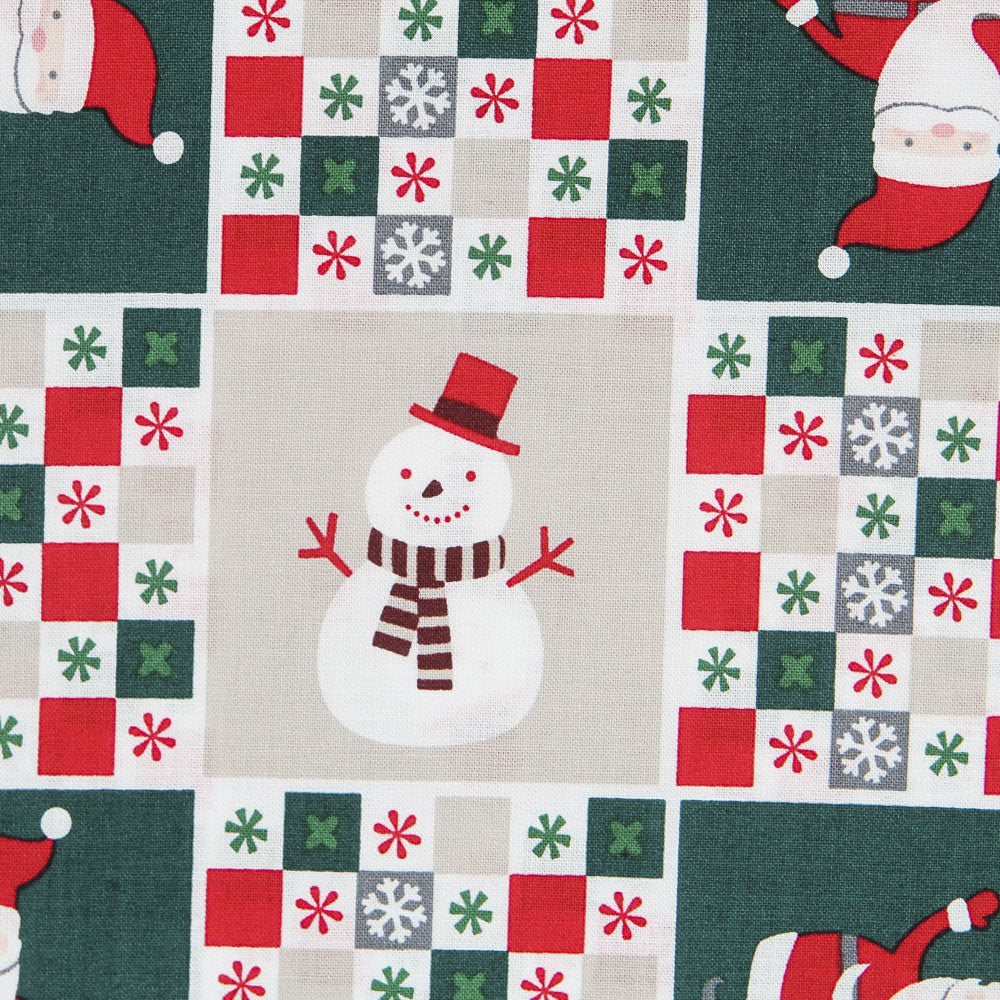 Popeline De Noël Vert Patch - Ribes y Casals