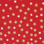 Popeline De Noël Etoiles Or Rouge - Ribes y Casals