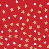 Popeline De Noël Etoiles Or Rouge - Ribes y Casals