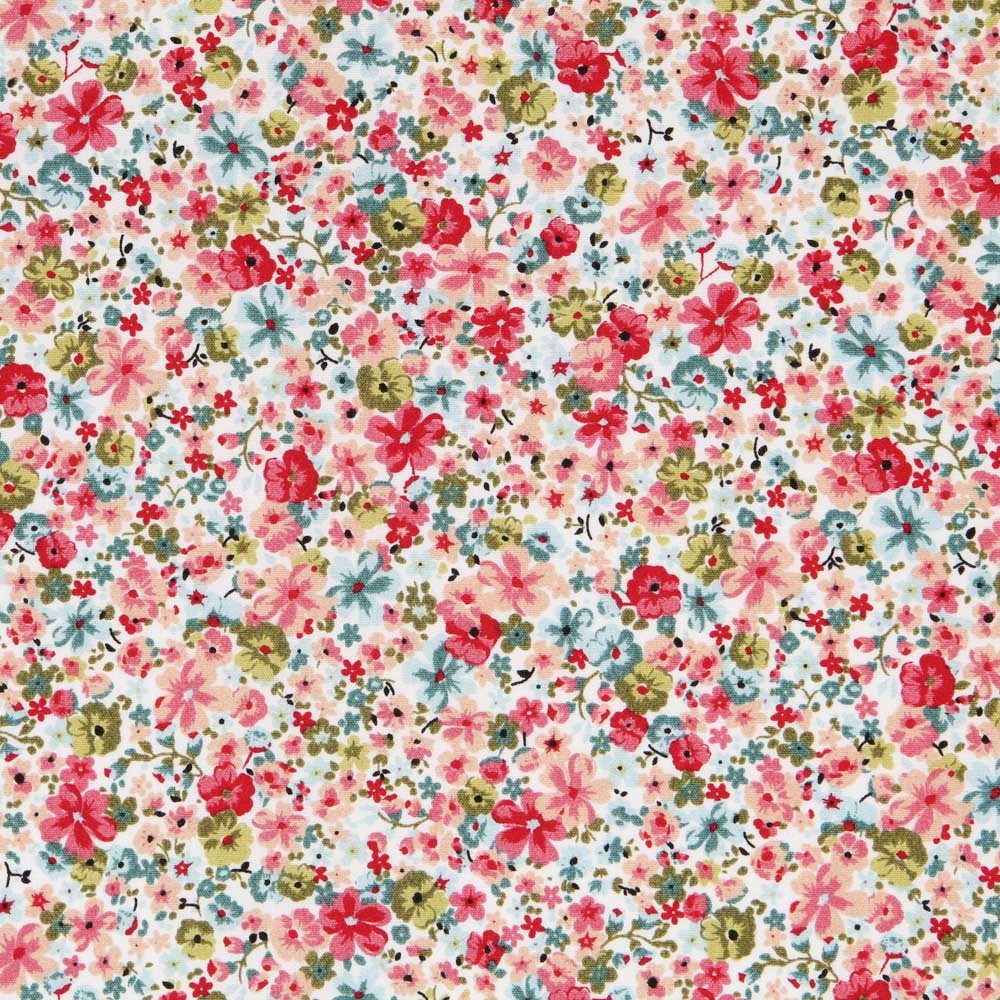 Popeline Organique Petites Fleurs Fuchsia - Ribes y Casals