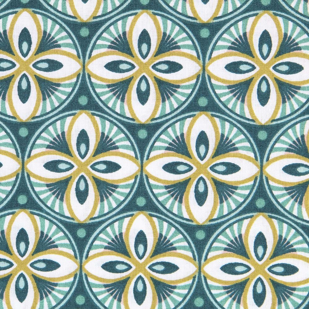 Popeline Patchwork Baroque Verte - Ribes y Casals