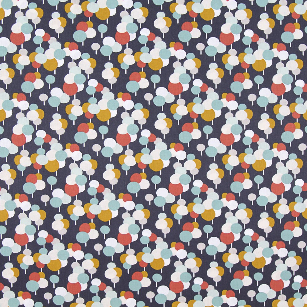 Popeline Patchwork Bulles Bleu Foncé - Ribes y Casals