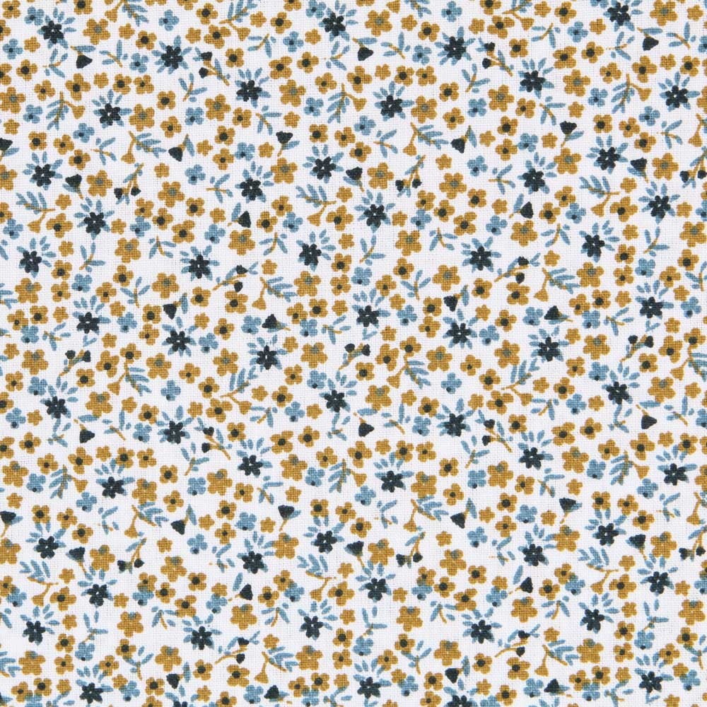 Popeline Patchwork Fleurs Turquoises - Ribes y Casals