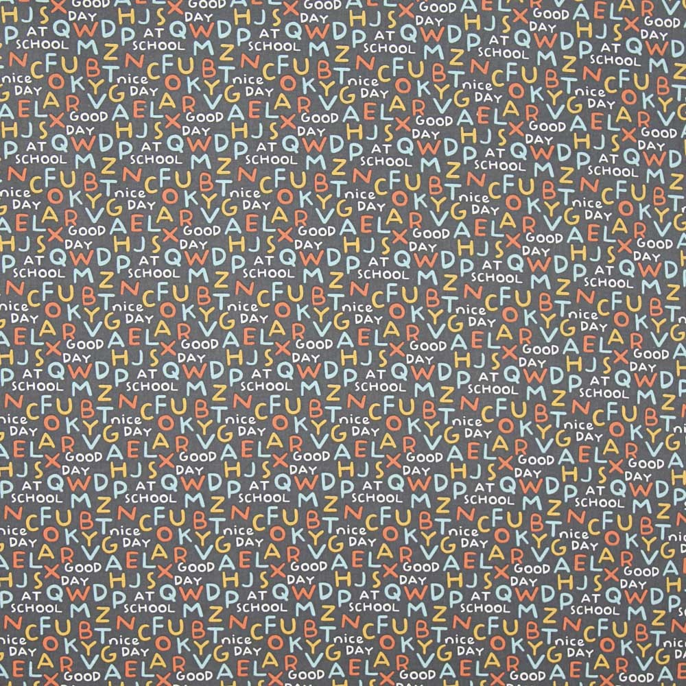 Popeline Patchwork Majuscules Bleu - Ribes y Casals