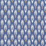 Popeline Patchwork Bleu Plumes - Ribes y Casals
