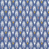 Popeline Patchwork Bleu Plumes - Ribes y Casals