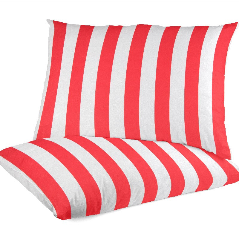 Popeline Rayures Blanc Rouge - Ribes y Casals