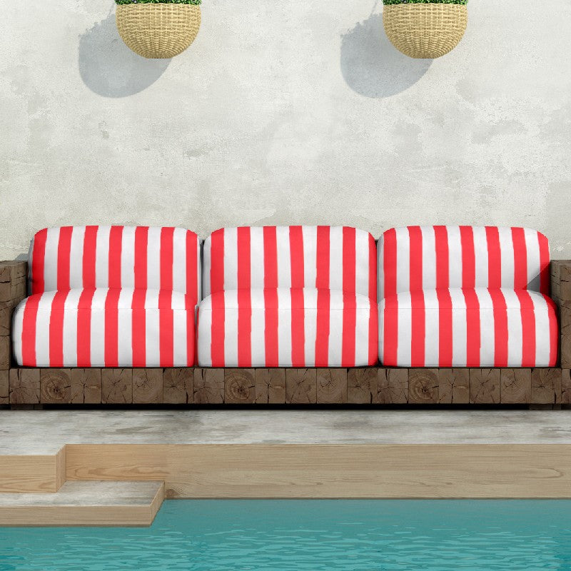 Popeline Rayures Blanc Rouge - Ribes y Casals