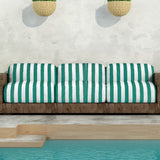 Popeline Rayures Blanc Vert - Ribes y Casals