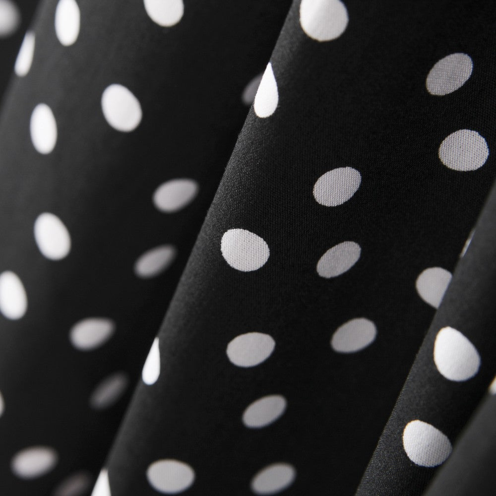 Popeline Spandex Pois Blanc 7mm Noir - Ribes y Casals