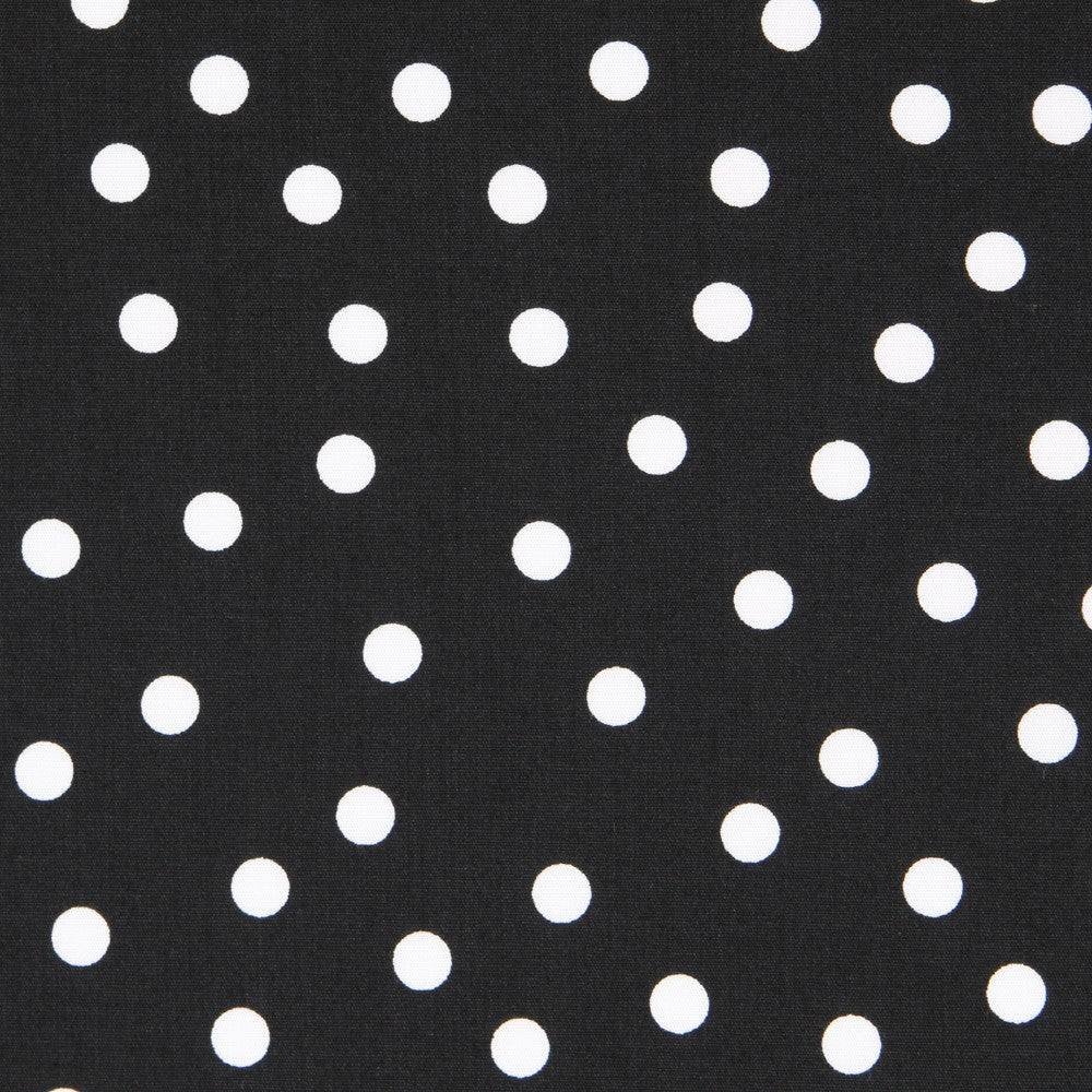 Popeline Spandex Pois Blanc 7mm Noir - Ribes y Casals