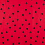 Popeline Spandex Pois Noir 30mm Rouge - Ribes y Casals