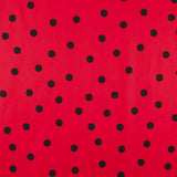Popeline Spandex Pois Noir 30mm Rouge - Ribes y Casals