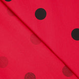 Popeline Spandex Pois Noir 30mm Rouge - Ribes y Casals