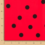 Popeline Spandex Pois Noir 30mm Rouge - Ribes y Casals