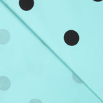 Popeline Spandex Noir Pois 30mm Turquoise - Ribes y Casals