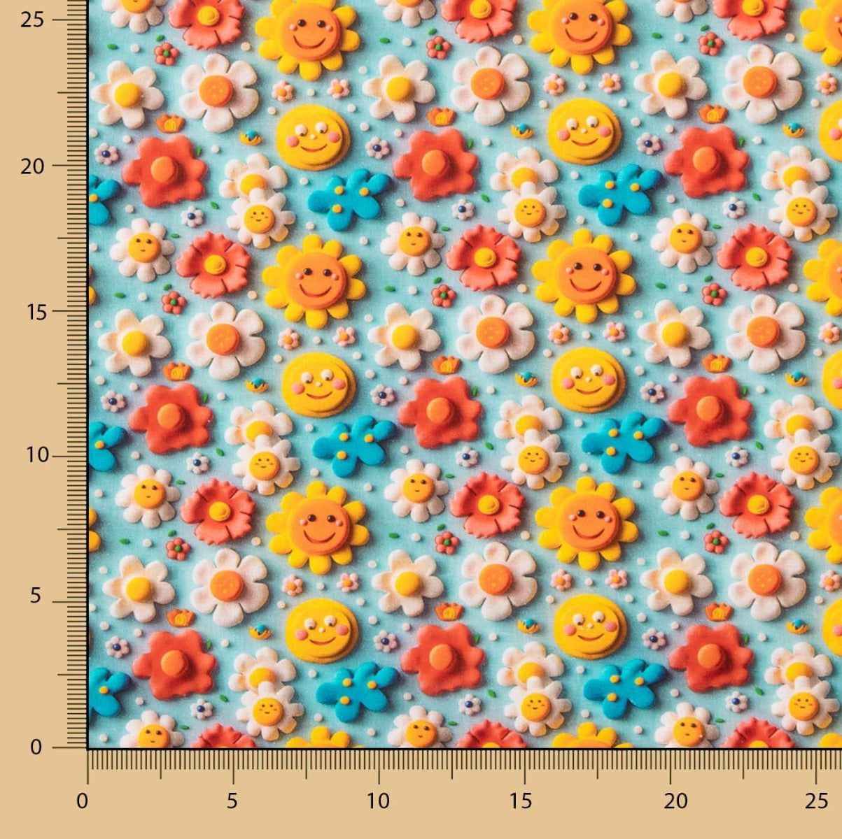 Popeline de Coton Fleur Bleu Acide - Ribes y Casals